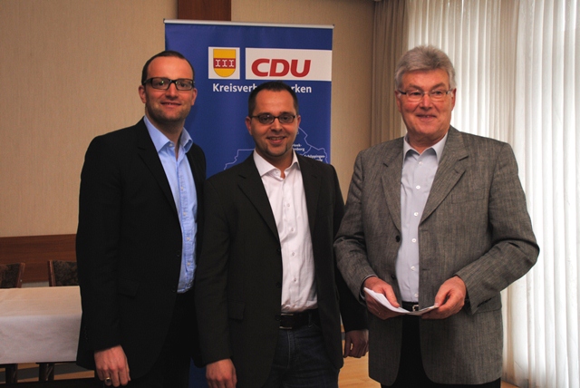 Jens Spahn MdB, CDU-Kreisvorsitzender; Thomas Kerkhoff, JU-Kreisvorsitzender; Stefan Hegering, SenU-Kreisvorsitzender 